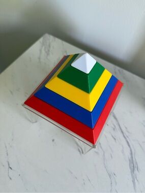 Stacking Pyramid Toy in Red, Blue, Yellow, Green & White